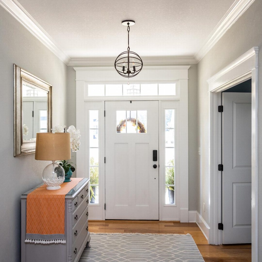 Renovated entrance hall with front door